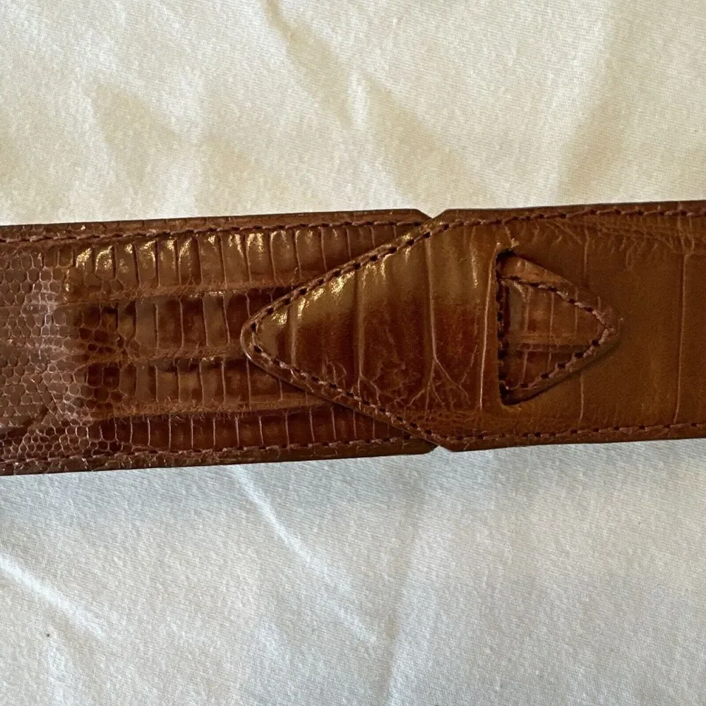 Fossil Men's‎ Belt Genuine Italian Leather Brown Brass Buckle Size Medium